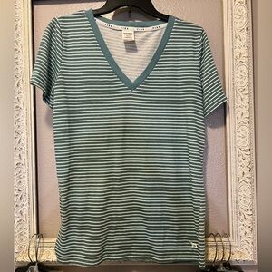 VS PINK Short Sleeve Striped V-Neck - Size M